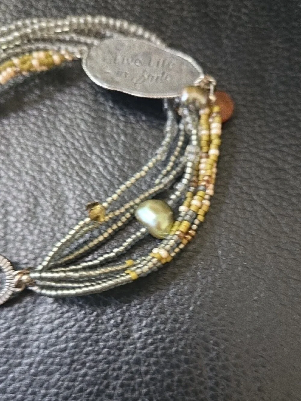 Silpada Live Life Multistrand Beaded Bracelet - Silver & Pale Yellow Accents